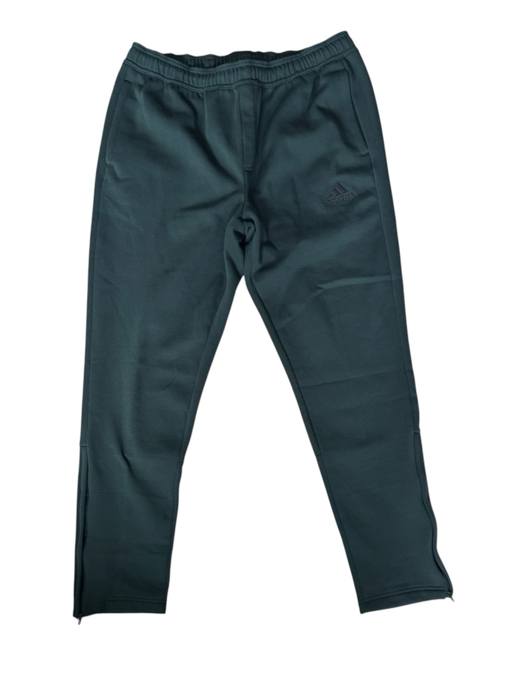 Adidas Men’s Large Hunter Green Fleece Tapered Jogger Pants Ankle Zip